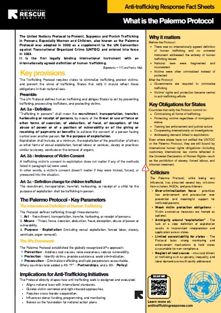 What is the Palermo Protocol? IRC Anti-Trafficking Response